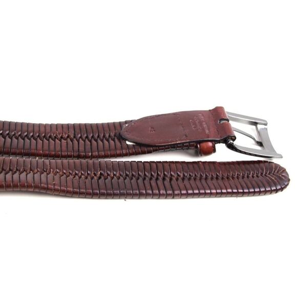 CLASSIC BRAIDED BROWN GENUINE LEATHER 1 1/8"Wd CASUAL DRESS MEN BELT Sz 42 (30D - Picture 11 of 11